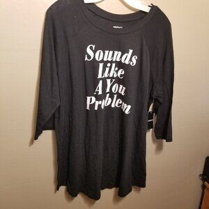 NEW Torrid "Sounds Like A You Problem" Classic Fit Vintage Slub Crew Neck Raglan
